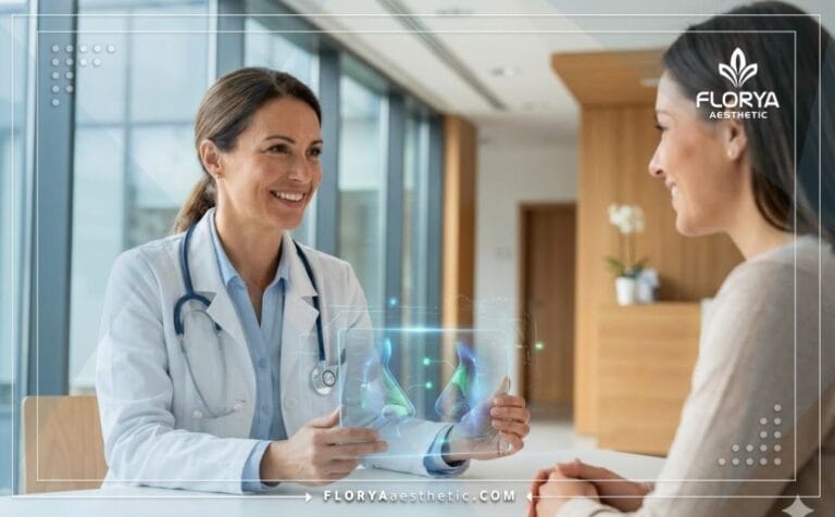Professional doctorProfessional doctor planning Closed Rhinoplasty in Turkey using digital technology.