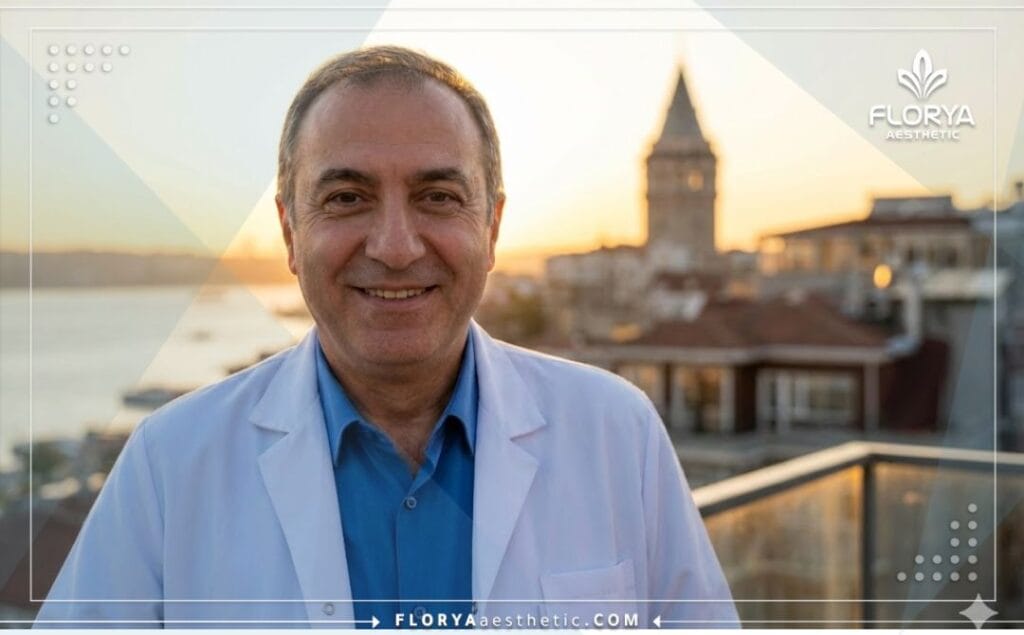 Приветливый врач в Стамбуле на фоне Босфорского моста