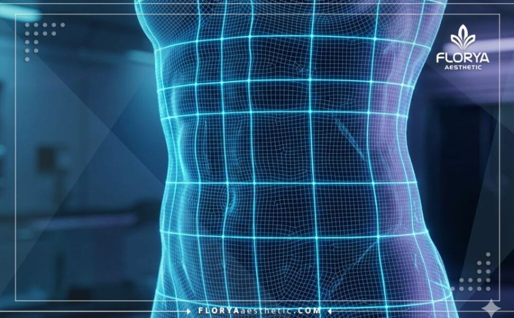 مسح ضوئي ثلاثي الأبعاد لمنطقة الخصر والبطن يوضح دقة النحت