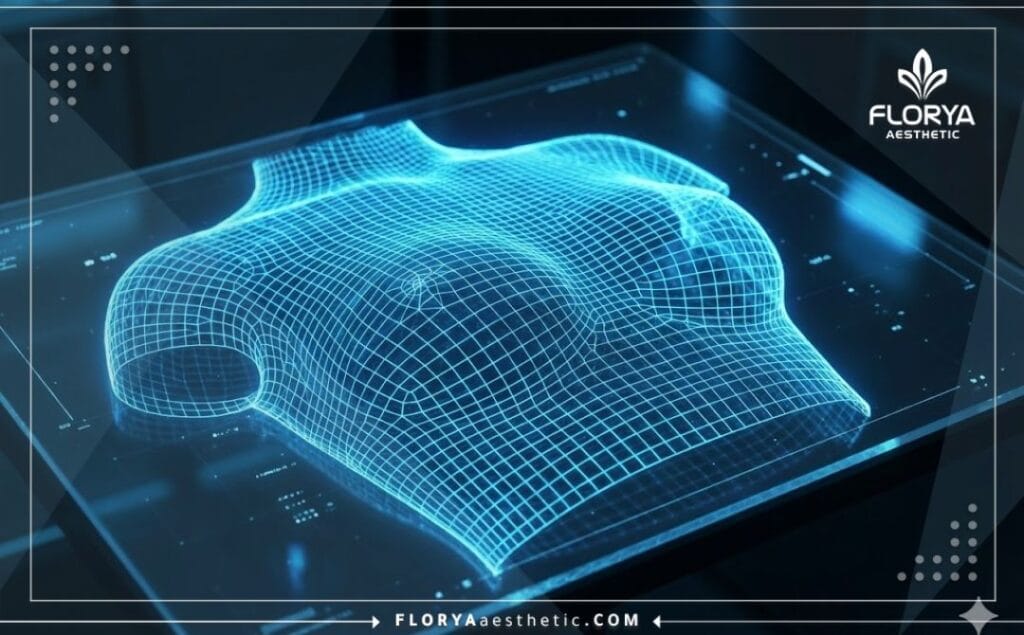 3D сканирование области груди с лазерной сеткой для планирования операции.