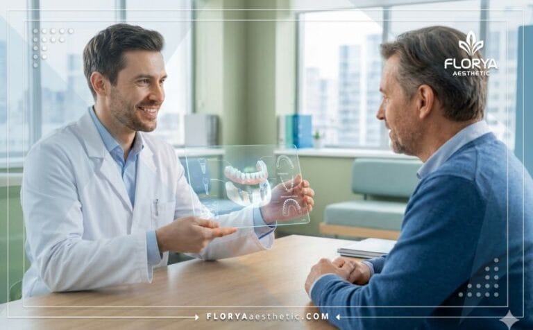 Doctor explaining Advantages of Dental Prosthetics in Turkey using digital technology