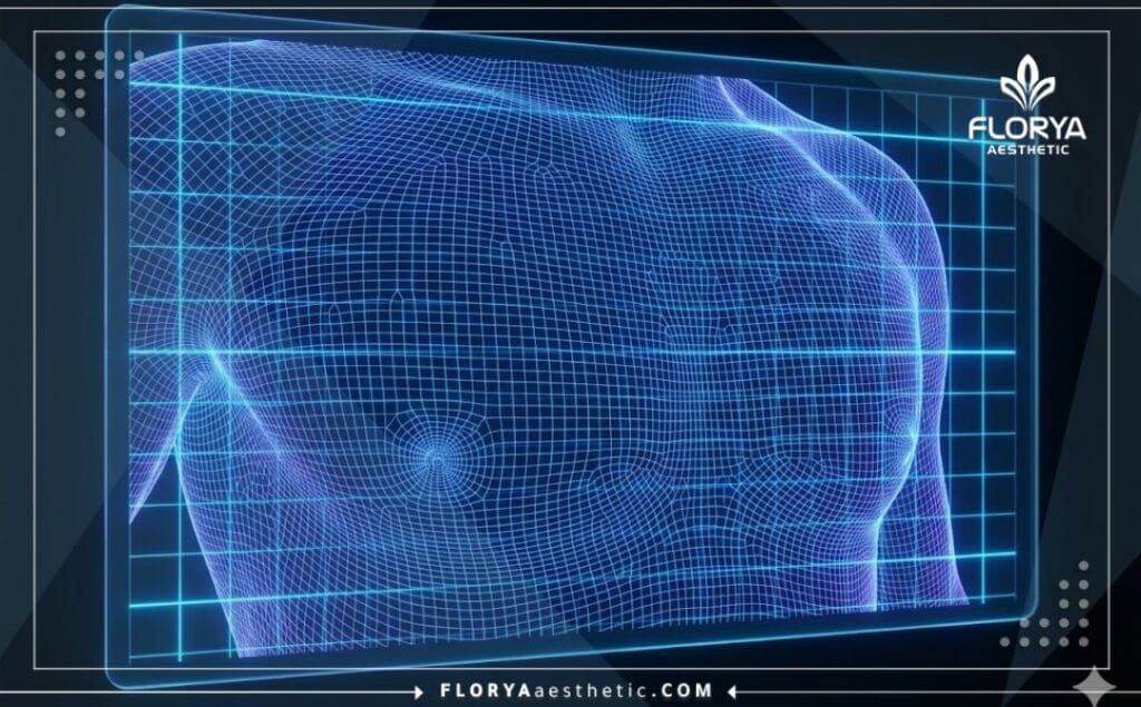 Escaneo digital 3D de la zona pectoral masculina.