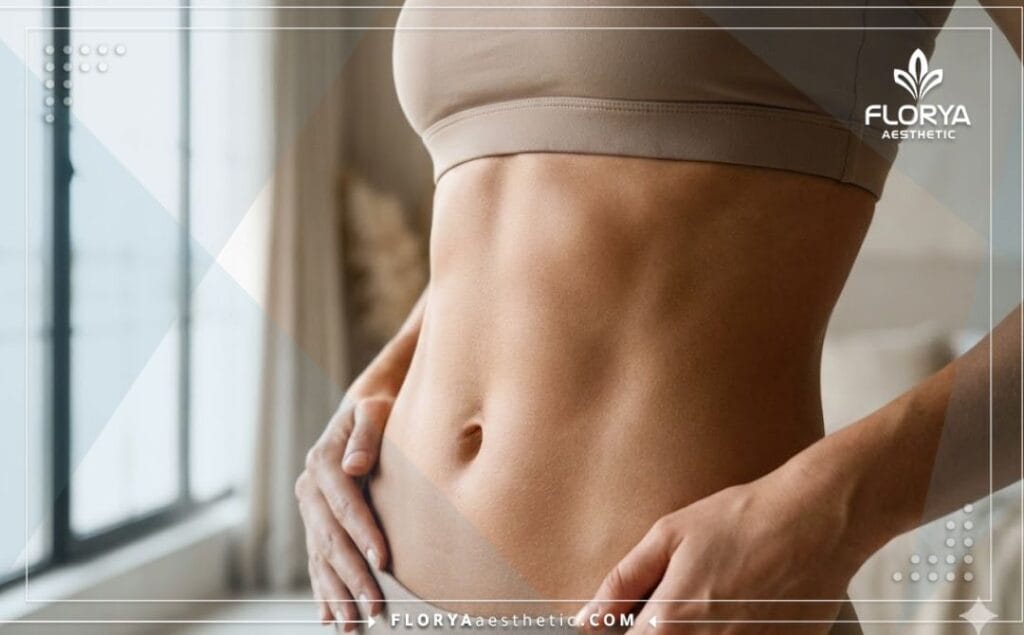 Resultado perfecto de liposucción láser mostrando un abdomen tonificado.