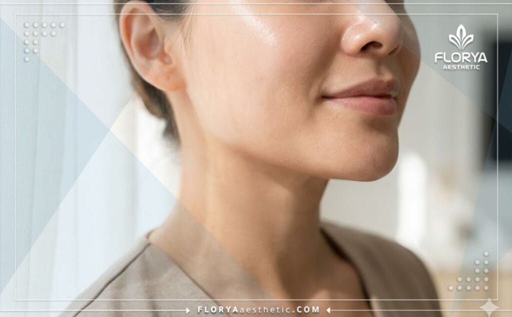 صورة مقربة تظهر نتائج مثالية وبشرة نضرة بعد التجميل الغير جراحي