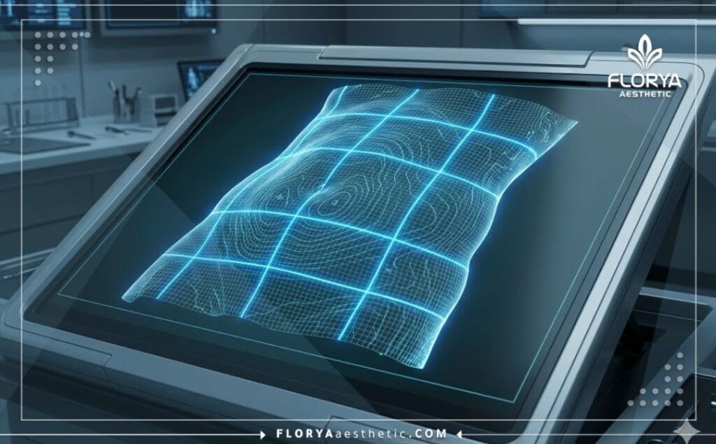 Escaneo digital 3D de alta tecnología del área abdominal para planificación quirúrgica