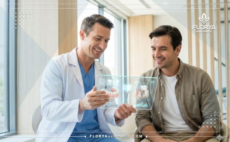 Doctor explaining Advantages of Zirconia Crowns in Turkey using digital technology