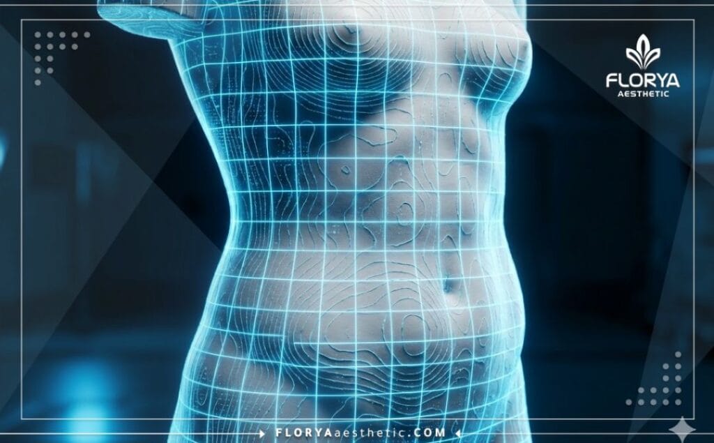Visualisation 3D haute technologie de la zone abdominale