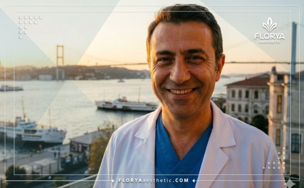 Médecin accueillant devant le pont du Bosphore à Istanbul