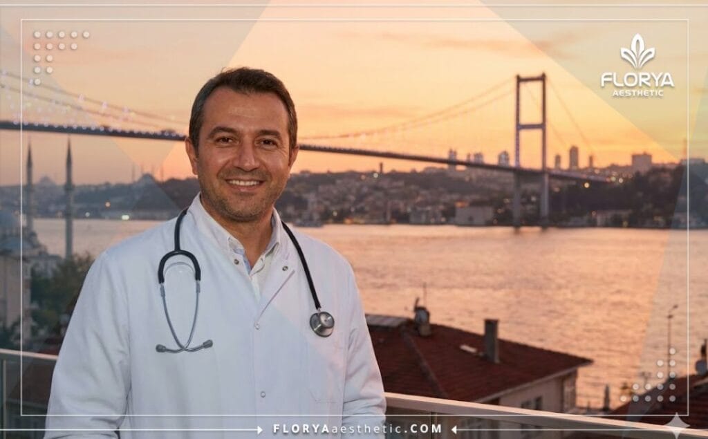 Приветливый доктор в Стамбуле на фоне Босфора.