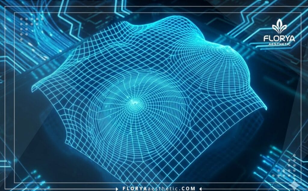 3D сканирование области груди с использованием лазерной сетки для планирования.