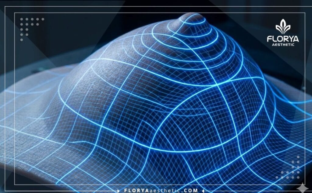 Цифровое 3D сканирование области груди для точной визуализации.