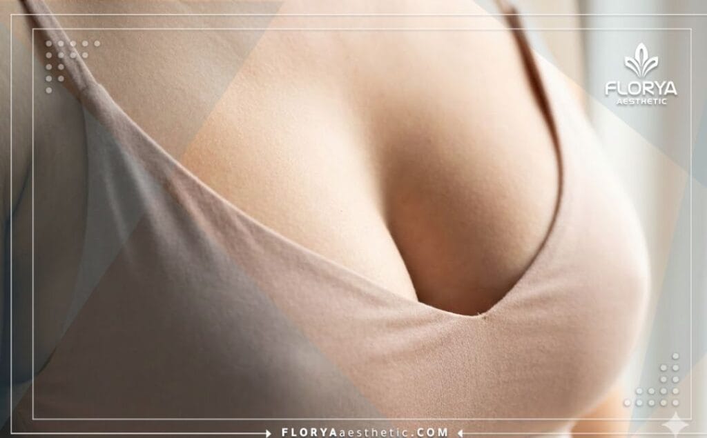 Идеальный результат процедуры подтяжки груди крупным планом.