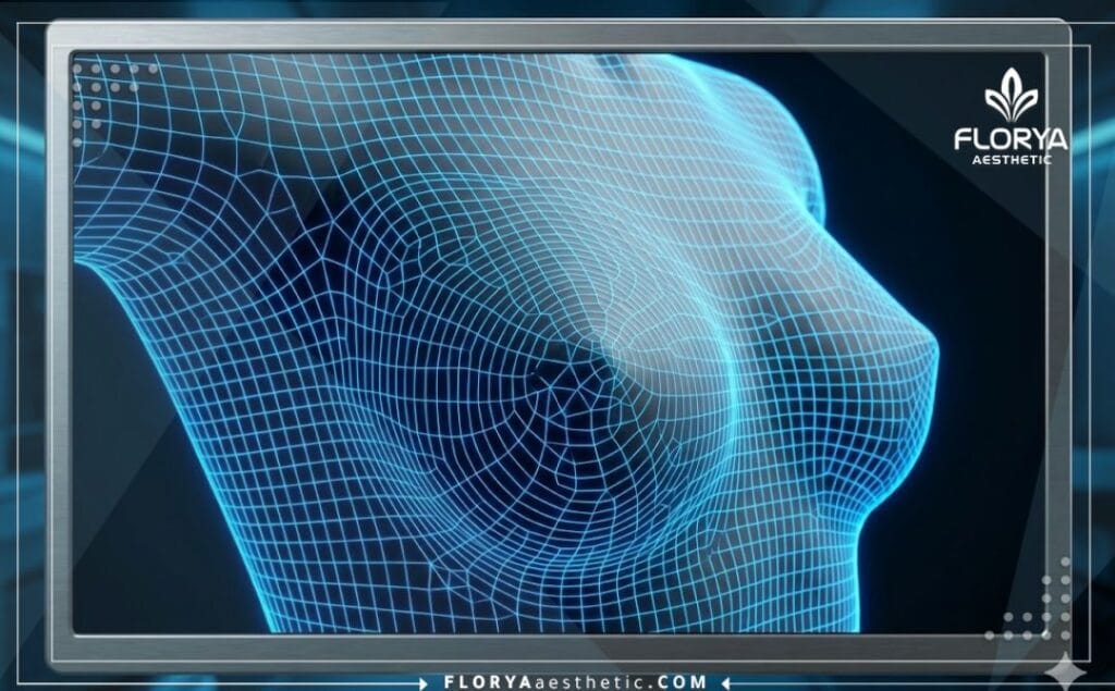 Цифровое 3D сканирование области груди для точного планирования реконструкции.