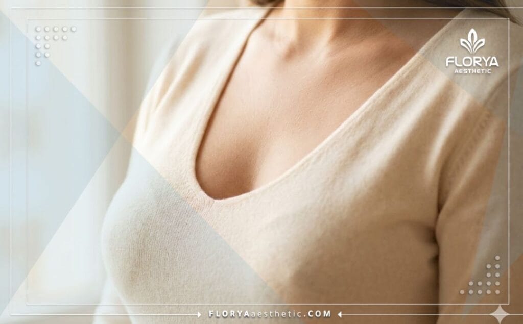 Эстетический результат успешной операции по уменьшению груди крупным планом.