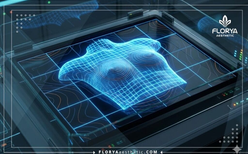 3D сканирование области груди, демонстрирующее точность планирования пластической операции.