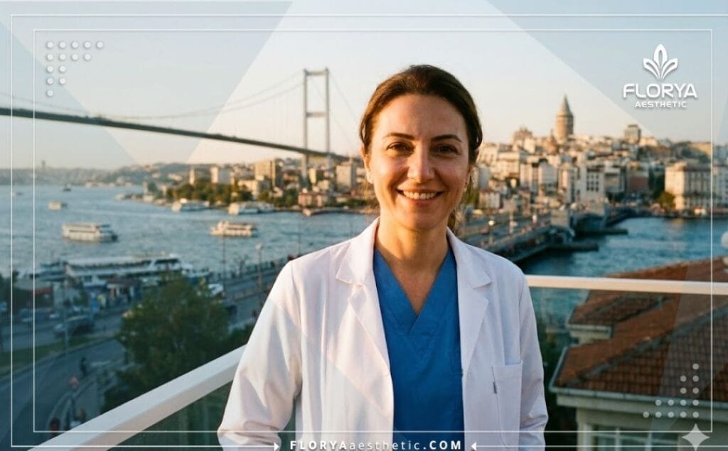 Приветливый доктор в Стамбуле на фоне Босфора