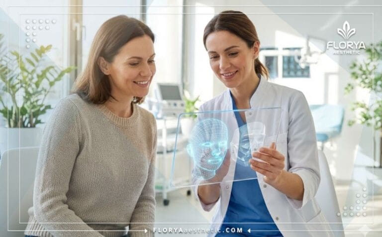 Médecin expliquant la Chirurgie Plastique et Reconstructrice sur tablette numérique.