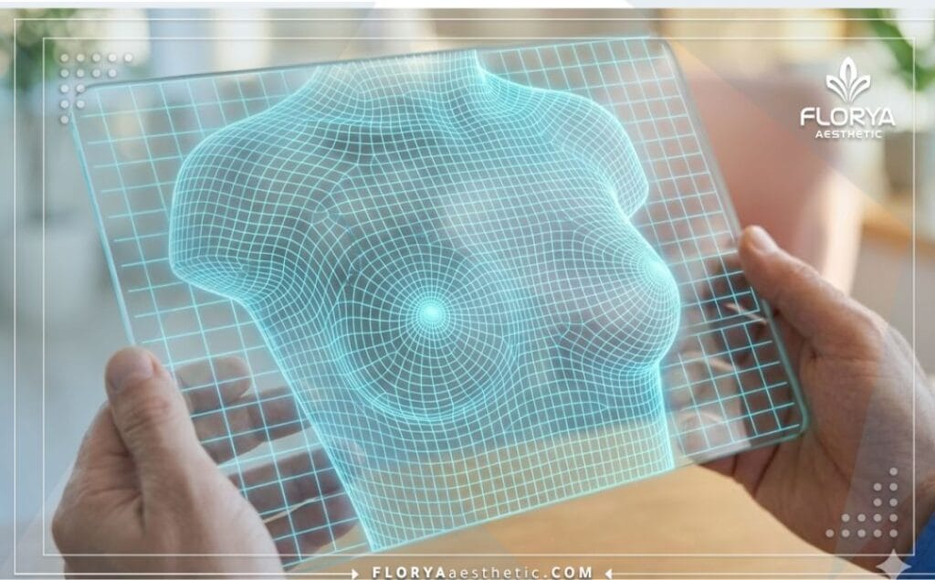 High-tech 3D scan visualization of breast area for fat transfer