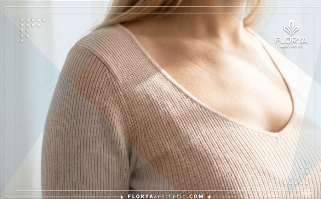 Эстетический результат идеальной пластики груди крупным планом.