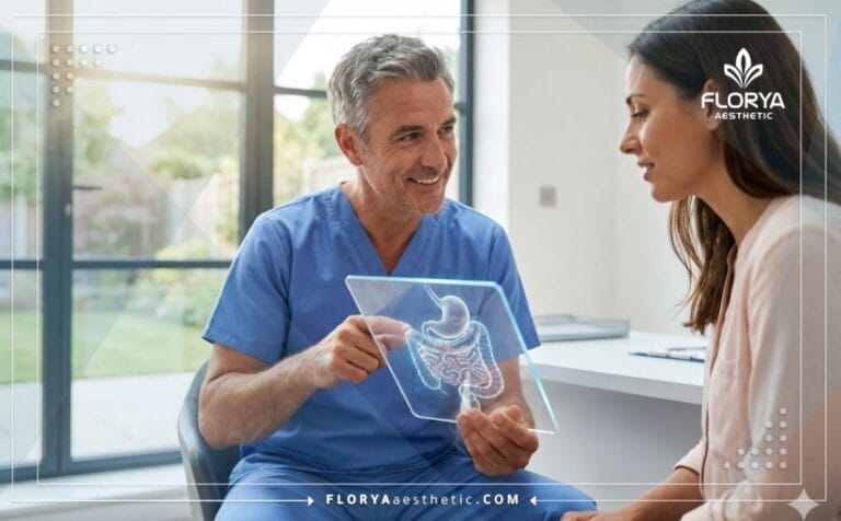 Doctor discussingDoctor explaining Gastric Bypass Risks in Turkey using digital tablet