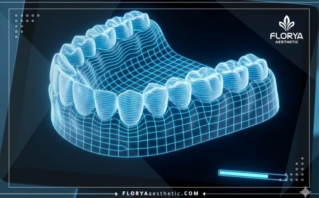 Macro digital scan visualization of the gum line and dental arch