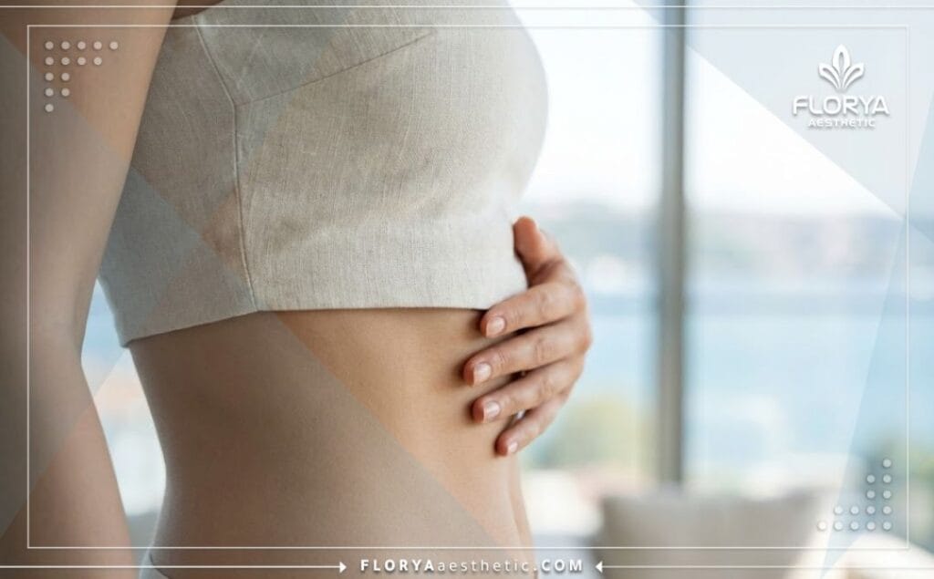 Primer plano de un resultado exitoso y tonificado de liposucción láser.