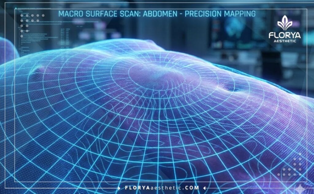 Escaneo 3D de la zona abdominal para planificación de liposucciónEscaneo 3D de la zona abdominal para planificación de liposucción