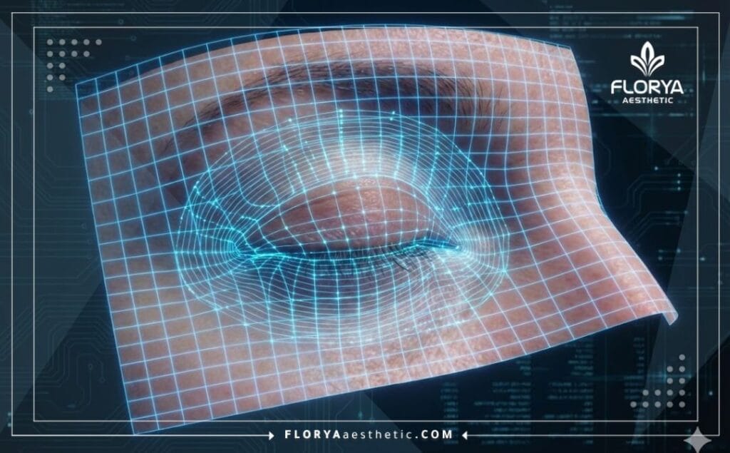 Цифровая 3D-сетка, сканирующая область век для безопасного лифтинга