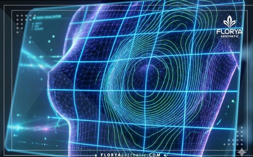 Цифровое 3D сканирование области груди для точного планирования операции.