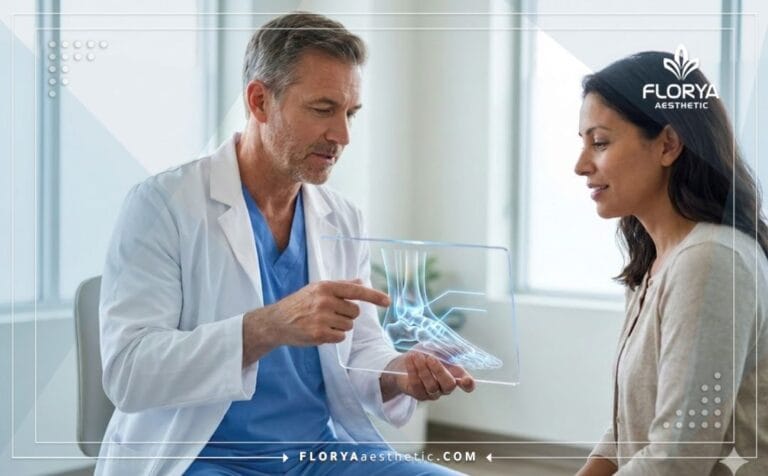 Consultation médicale pour une Correction de la malléole saillante sur écran.