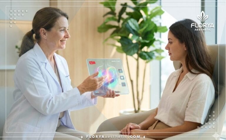 Doctor analizando los Riesgos de la Liposucción Láser en Turquía en tablet.