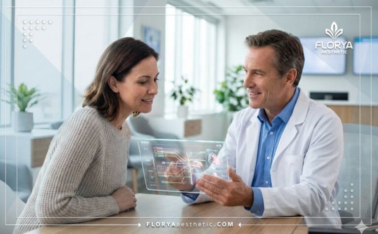Professional doctor explaining the SASI Bypass in Turkey plan on a digital tablet.