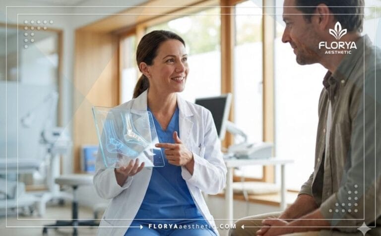 Professional doctor displaying the digital plan for Toe Shortening Surgery on a tablet.