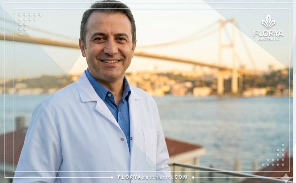 Приветливый врач в Стамбуле на фоне Босфора приглашает на процедуру.