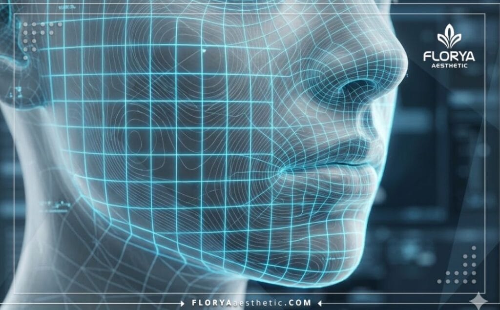 مسح رقمي ثلاثي الأبعاد يظهر دقة تحديد معالم الوجه والجسم.