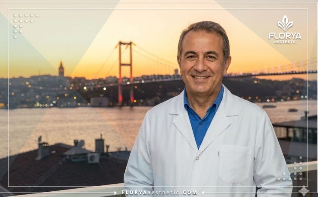 Приветливый врач в Стамбуле на фоне Босфора