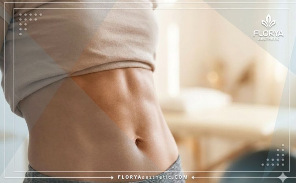 Идеальный результат операции с четким рельефом мышц живота.