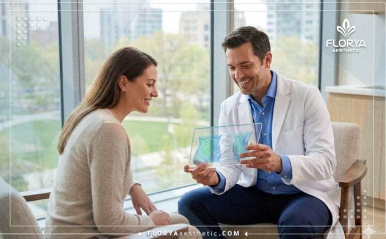 Doctor profesional planificando la Marcación Abdominal en Turquía en tablet