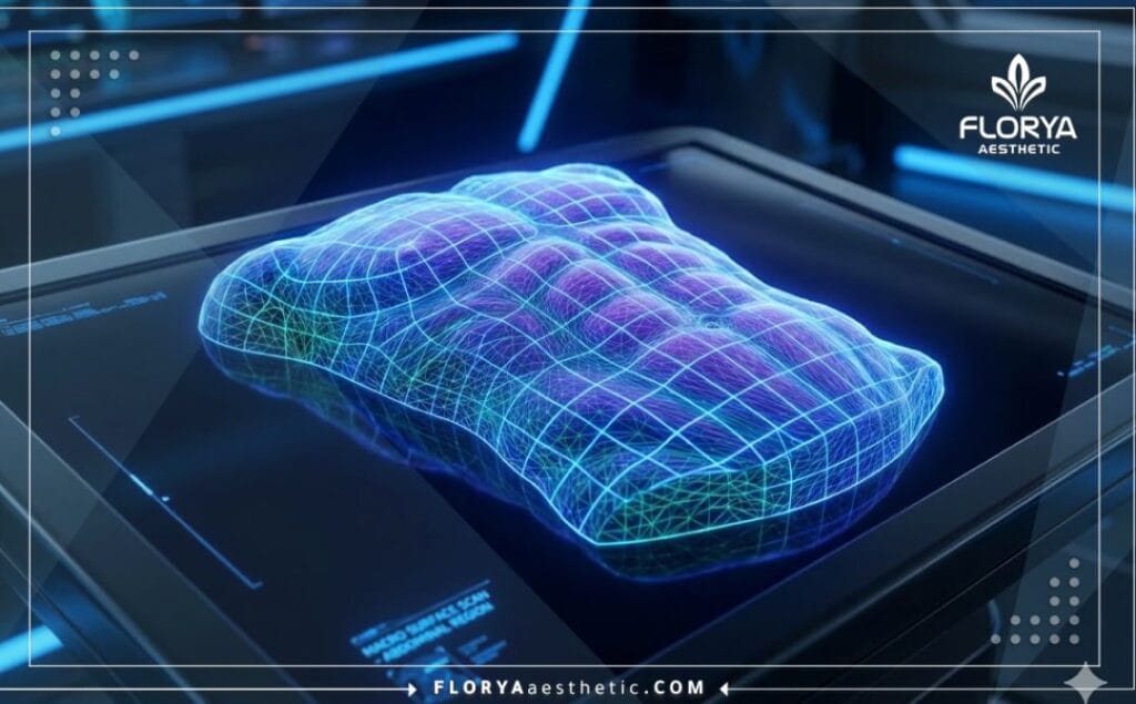 Visualisation 3D haute technologie de la zone abdominale et musculaire