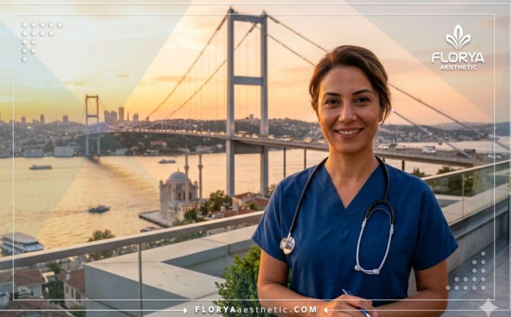 Friendly cosmetic surgeon in Istanbul near a recognizable landmark