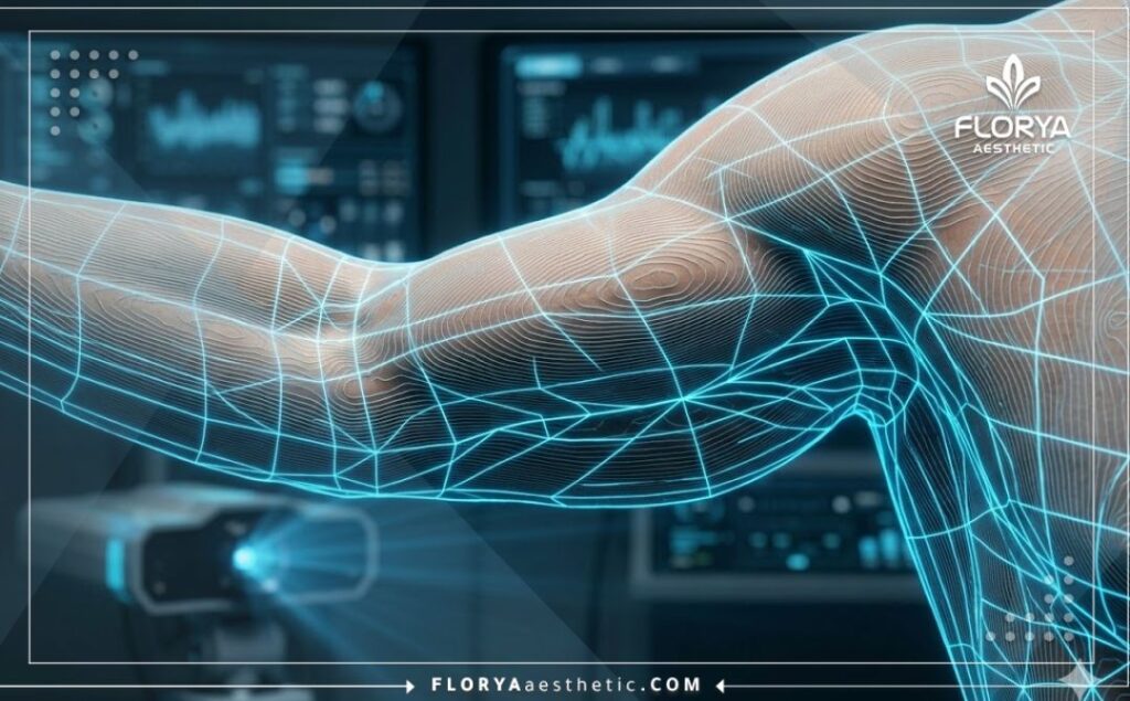 Macro 3D surface scan of the arm area showing precise medical planning.