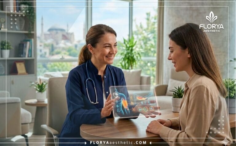 Médecin discutant des Risques de la liposuccion des bras en Turquie.