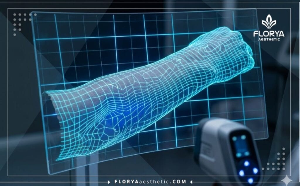 Макро 3D-сканирование анатомической области рук для точного хирургического планирования.