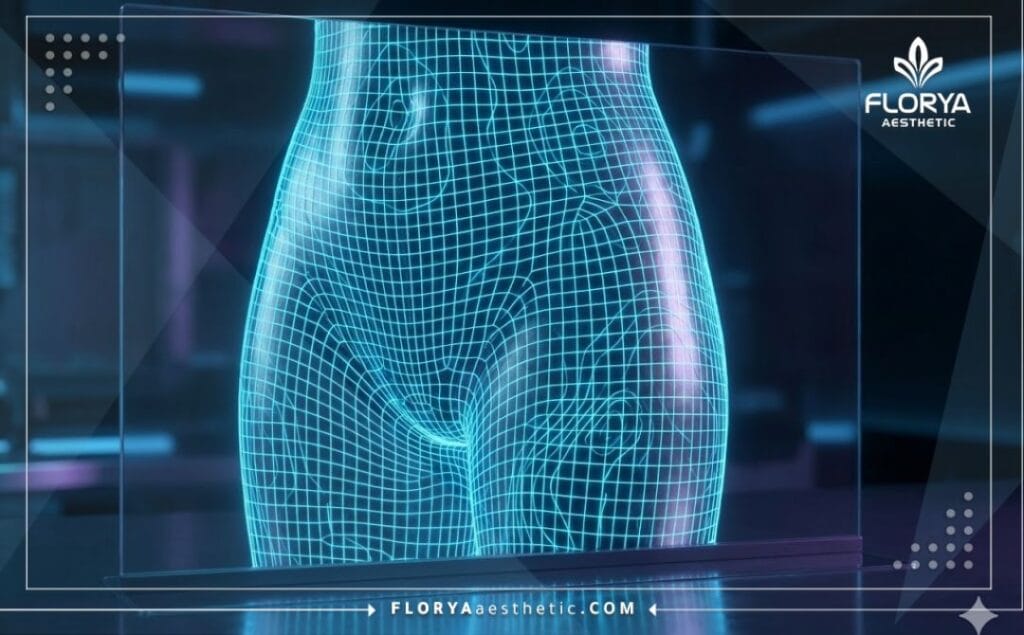 Digital 3D topographic scan focusing on body contouring precision.