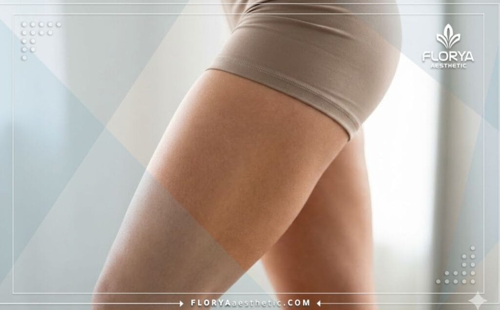 نتيجة مثالية وجذابة تظهر فخذين مشدودين ومتناسقين بعد العملية