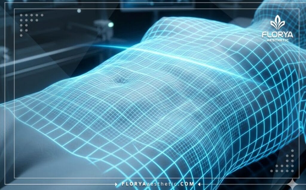مسح ضوئي ثلاثي الأبعاد لمنطقة البطن يوضح دقة نحت الجسم وتنسيق القوام