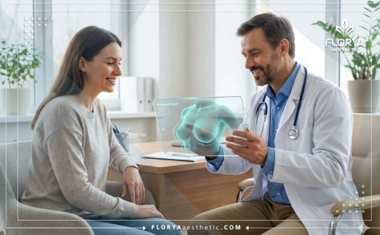 Doctor explicando el plan del Mejor Cirujano de Reducción de Pecho en Turquía
