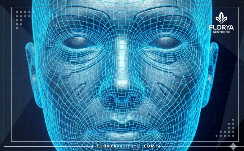 مسح ضوئي ثلاثي الأبعاد يظهر تفاصيل تشريح الوجه بدقة عالية.