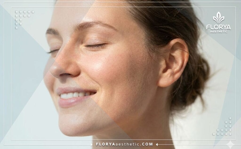 نتيجة مثالية وطبيعية لعملية تجميل الوجه تظهر نضارة البشرة.