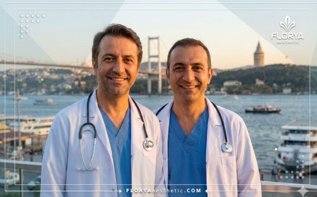 Приветливый доктор в Стамбуле на фоне достопримечательностей